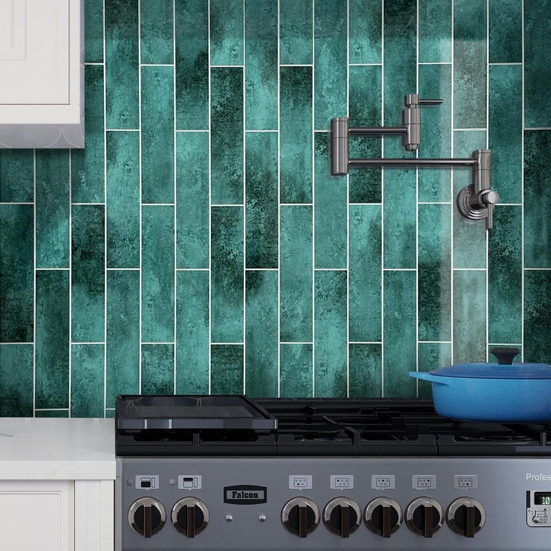 Decopus Luxury Peel and Stick Subway Tile Backsplash (Brick Tile) for for Kitchen, Bathroom, Accent Wall - Luxury Tile for Remodelling, Hard as Stone (Emerald Illusion, 2.5"x 10" Sample) - Image 4